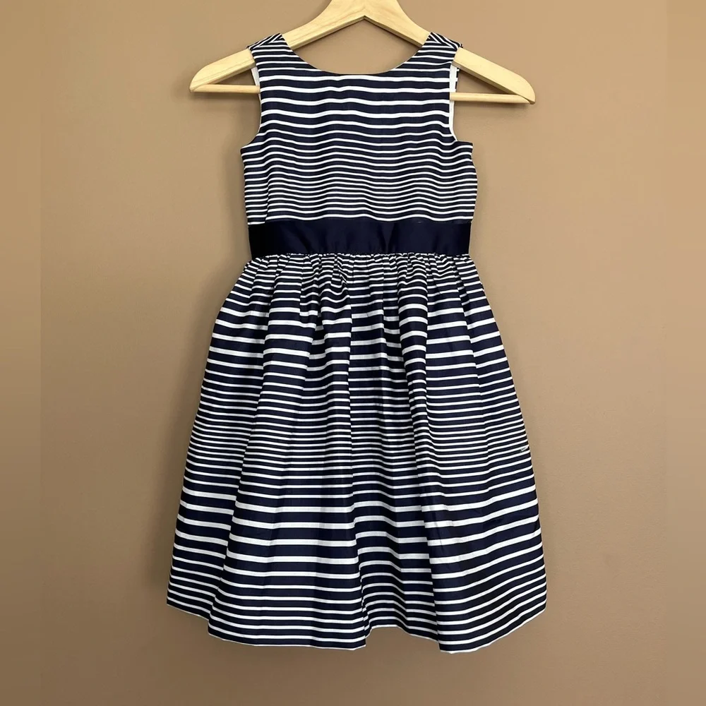 {Gymboree} Sleeveless Striped Fit & Flare Dress in Navy & White - Girls 6